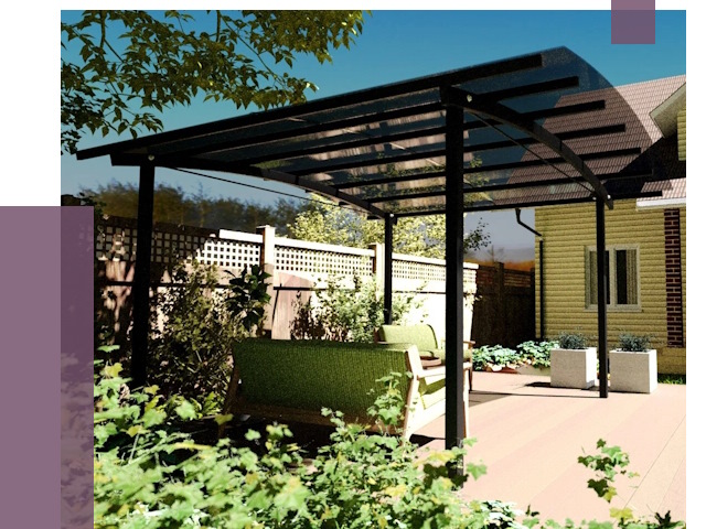 Навесы для террасы в Бийске от 13243 руб. под ключ | ПРОЛЁТ-Бск