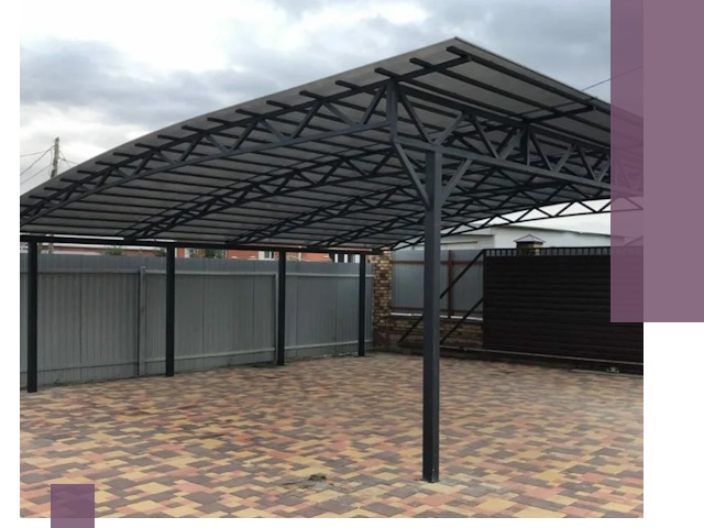 Металлические навесы под ключ в Бийске — изготовление и монтаж