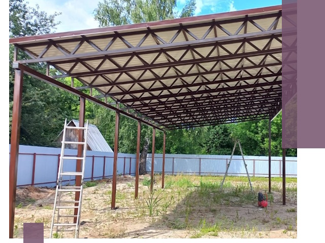 Односкатные навесы под ключ в Бийске — изготовление и монтаж