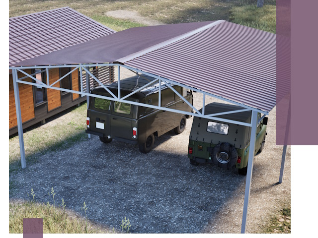 Двускатные навесы под ключ в Бийске — изготовление и монтаж